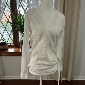 Sezane Ivory Textured Blouse